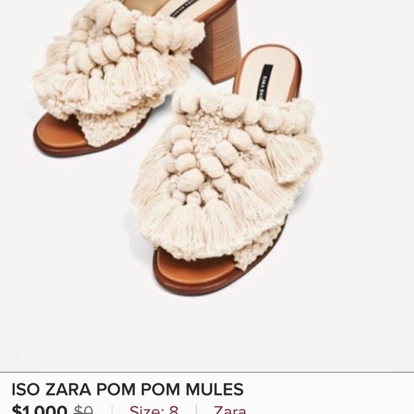 ISO/LOOKIN FOR THESE ZARA POM POM MULES SIZE 38/39 - Picture 2 of 3